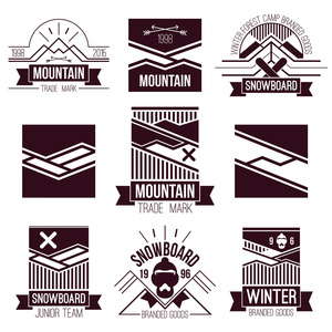 单板滑雪和山脉的标志图片