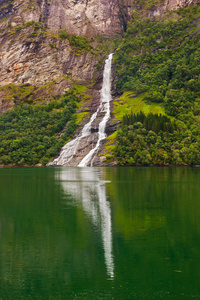 瀑布在美妙峡湾挪威