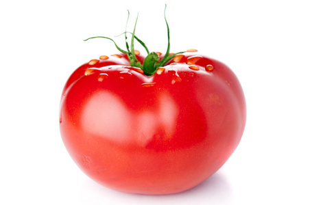 白色背景上的红色，新鲜番茄