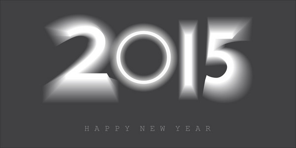 快乐新的一年到 2015 年，带白色阴影的字母