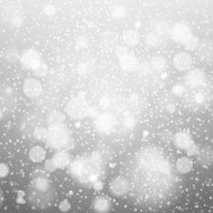 飘落的雪花，在灰色的矢量图像灰度