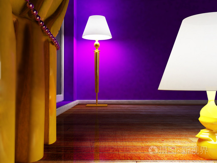 在地板上两盏灯