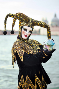 圣乔治岛的美丽面具威尼斯狂欢节 