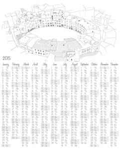 与意大利卢卡的椭圆形市广场 2015年日历
