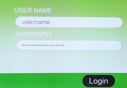 登录名和密码在监视器屏幕上