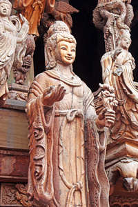 细节的真理圣寺 也称为王勃和座麦，芭堤雅，泰国