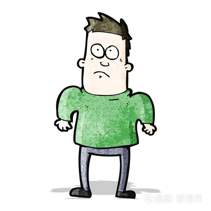 卡通男人耸了耸肩肩膀