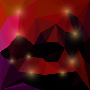 明亮耀眼的灯光的抽象深红色和樱桃彩色的矢量三角形几何背景