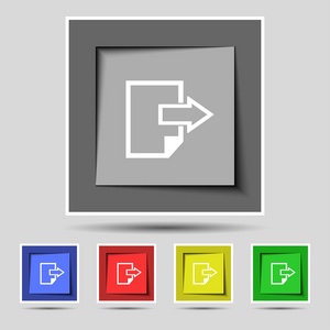 导出文件图标。文件文号。彩色按钮设置。矢量