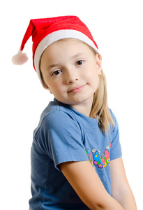 圣诞老人的戴帽子的女孩图片