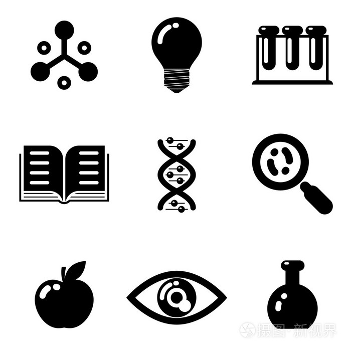 科学教育研究研究 web 图标设置孤立的剪影平
