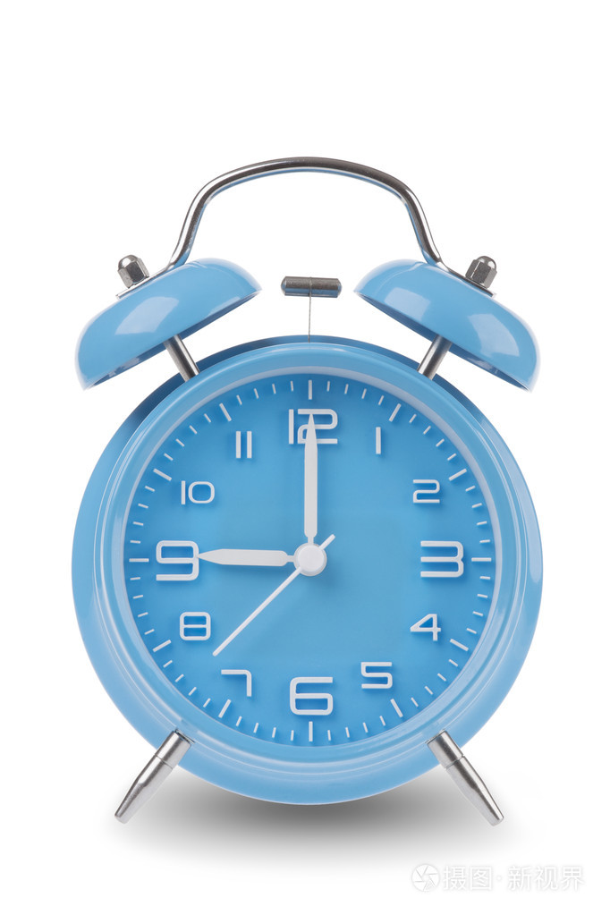蓝色闹钟,双手在上午9点或下午4点被隔离