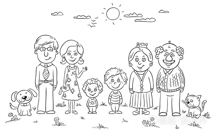 快乐的大家庭插画-正版商用图片1h4zwl-摄图新视界