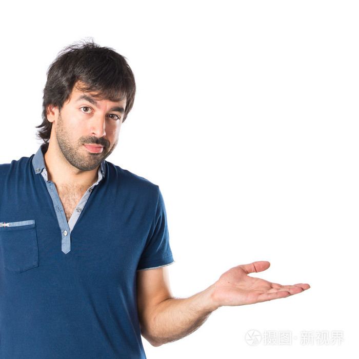 在孤立的白色背景有疑虑的人