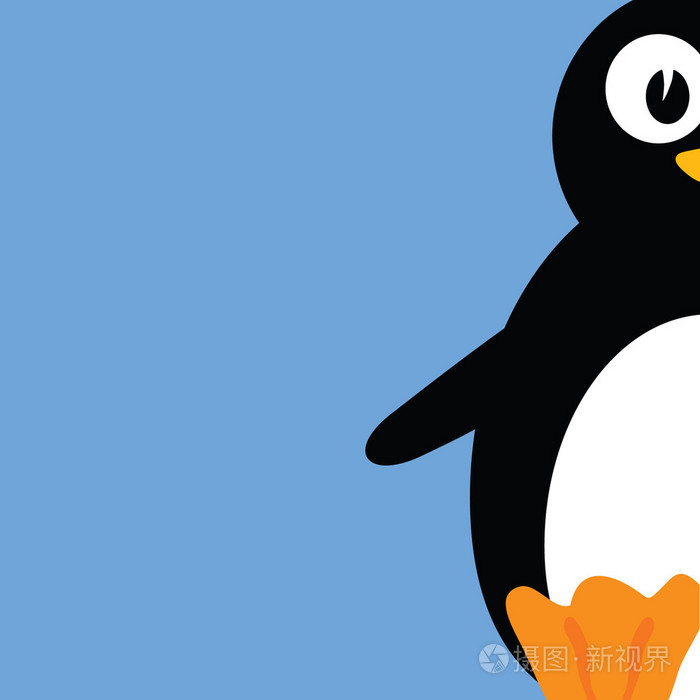 甜蜜和可爱的企鹅颜色矢量图