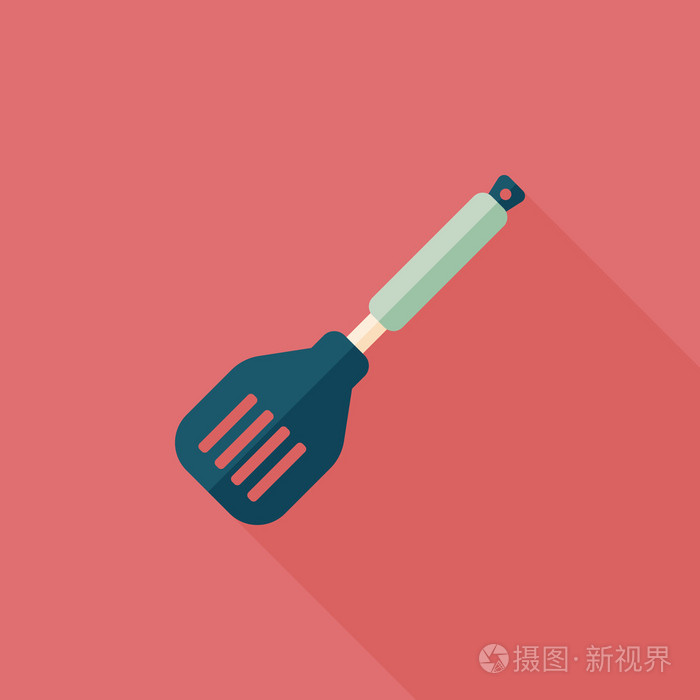带有长长的影子,eps10 厨具锅铲平图标插画-正版商用图片1h5h1o-摄图