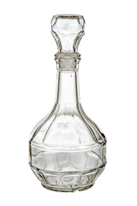 玻璃玻璃水瓶上白色孤立