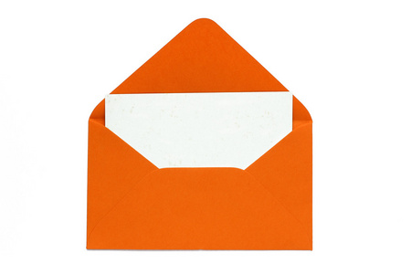 橙色的打开信封与空白卡图片