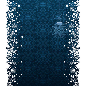 圣诞装饰框架。雪花抽象背景