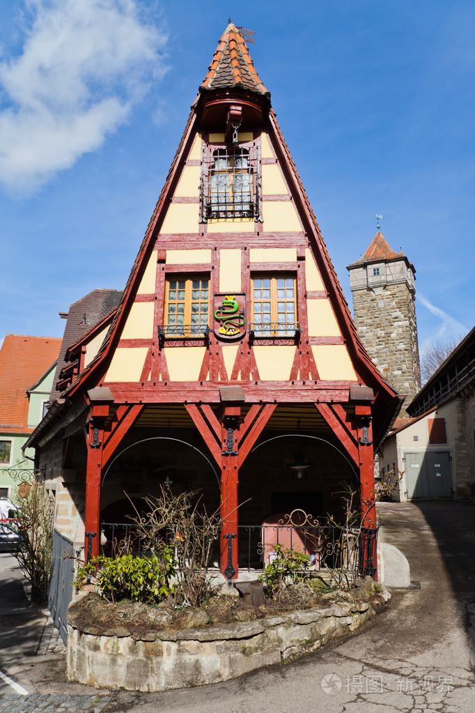 如诗如画的木框架房屋在中世纪小镇滕堡
