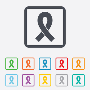 丝带标志图标。乳房癌认识符号