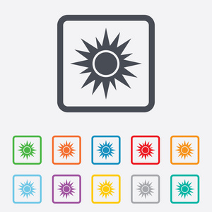 太阳符号图标。日光浴室的符号。热按钮