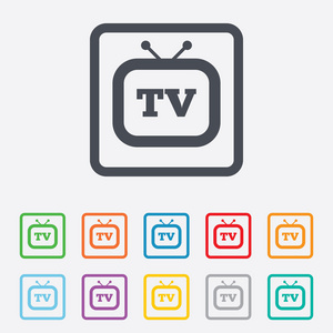 复古电视标志图标。电视上设置的标志