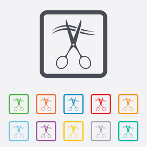 剪刀剪头发标志图标.理发师符号照片