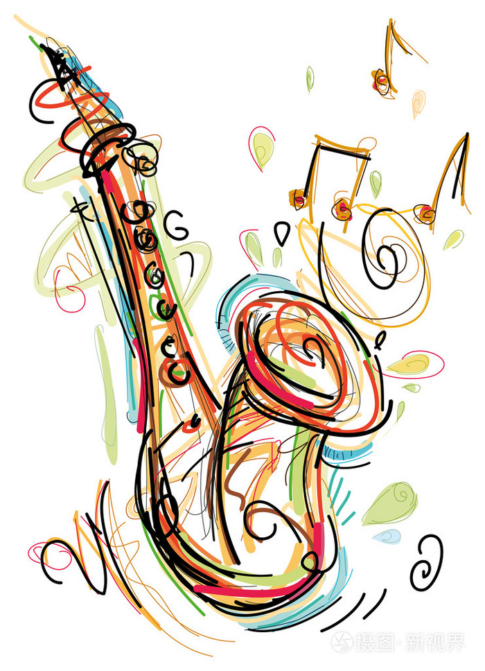 萨克斯管插画-正版商用图片1h61b1-摄图新视界