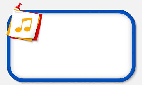 在蓝框带有图钉和音乐图标