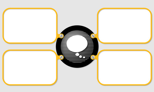 四个黄色讲话泡泡文本的框架