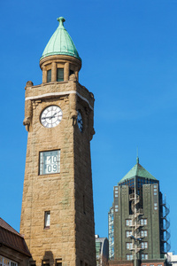 在汉堡，德国著名的圣保利码头水位塔