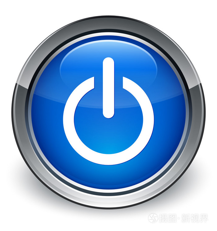 电源图标有光泽的蓝色按钮