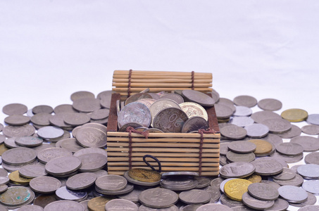 马来西亚硬币在框形状像宝盒