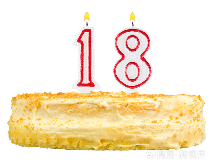 生日蛋糕蜡烛数字十八孤立