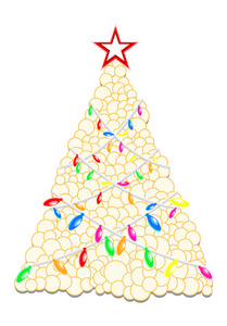 泡沫圣诞树和装饰灯