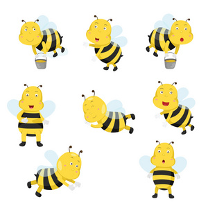 卡通可爱的蜜蜂的插图卡通蜜蜂持有蜂蜜快乐的蜜蜂蜜蜂控股铅笔活跃的