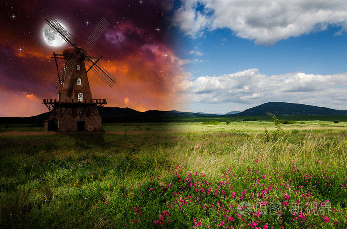 白天和黑夜的景观