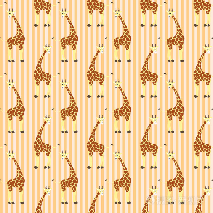 卡通长颈鹿条纹无缝模式
