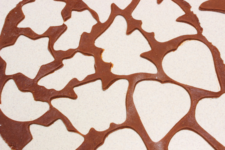 心和星形状的圣诞饼干面团