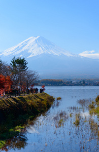 富士山和秋天在河口湖