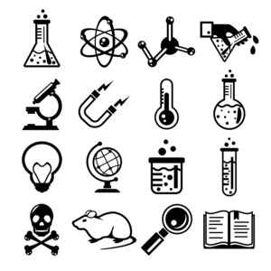 化学和科学黑色图标集
