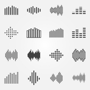 音乐声波或均衡器图标集