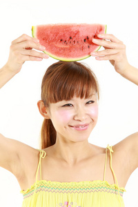 Woman with watermelon