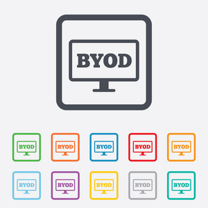 byod 签名图标。带您自己的设备符号