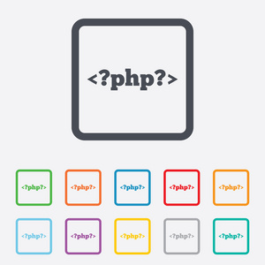 php 签名图标。编程语言符号