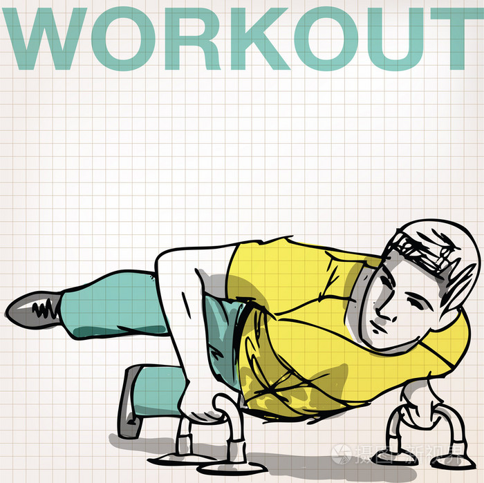 人,做着俯卧撑酒吧的插图插画-正版商用图片1h7l0u-摄图新视界