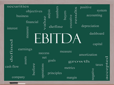 黑板上的 Ebitda 词云概念