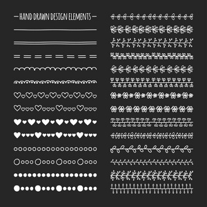 手绘矢量线边界集，潦草地记设计元素。涂鸦的插图