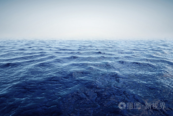 海洋和美丽的蓝天的 3d 渲染
